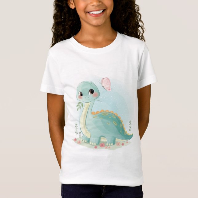 Baby Dinosaur And Butterfly T-Shirt (Front)