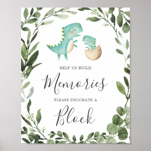 Baby Dinosaur Baby Shower Decorate A Block Sign