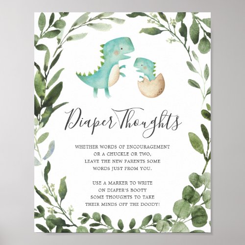 Baby Dinosaur Baby Shower Diaper Thoughts Sign