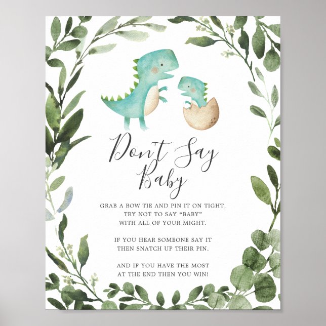 Baby Dinosaur Baby Shower Don't Say Baby Sign (Front)
