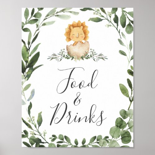 Baby Dinosaur Baby Shower Food and Drinks Sign