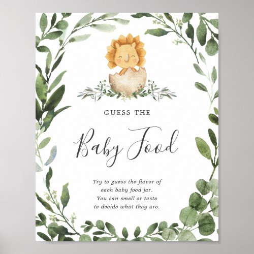 Baby Dinosaur Baby Shower Guess The Baby Food Sign