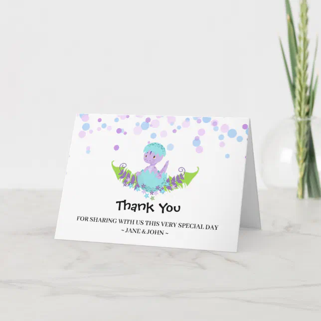 Baby Dinosaur Baby Shower Thank You Card Zazzle
