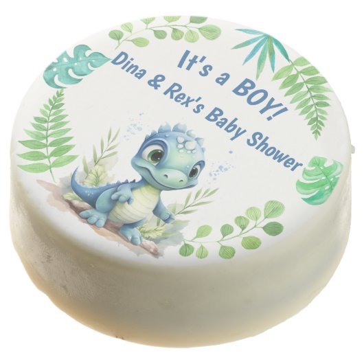 Baby Dinosaur Blue & Green Chocolate Covered Oreo (Angled)