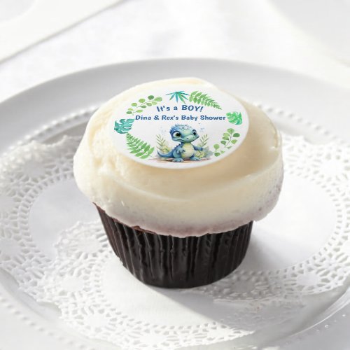 Baby Dinosaur Blue  Green Edible Frosting Rounds