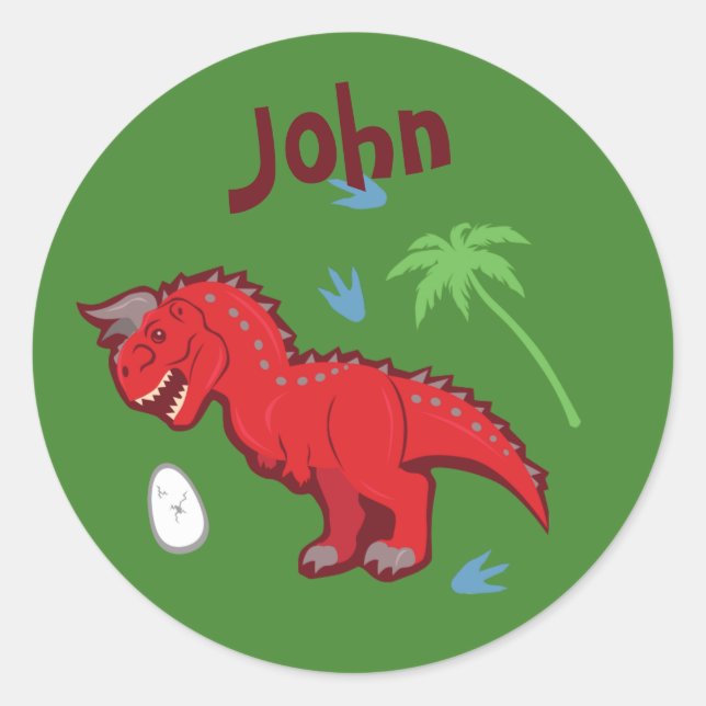 Baby Dinosaur Carnotaurus Classic Round Sticker (Front)