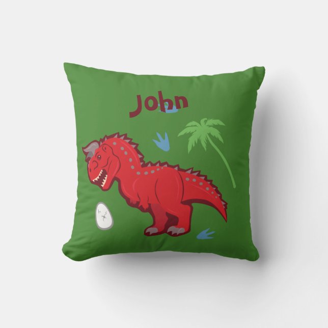 Baby Dinosaur Carnotaurus Throw Pillow (Front)