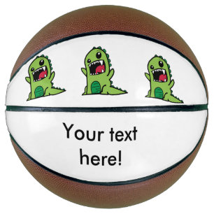 Baby dinosaur cartoon basketball