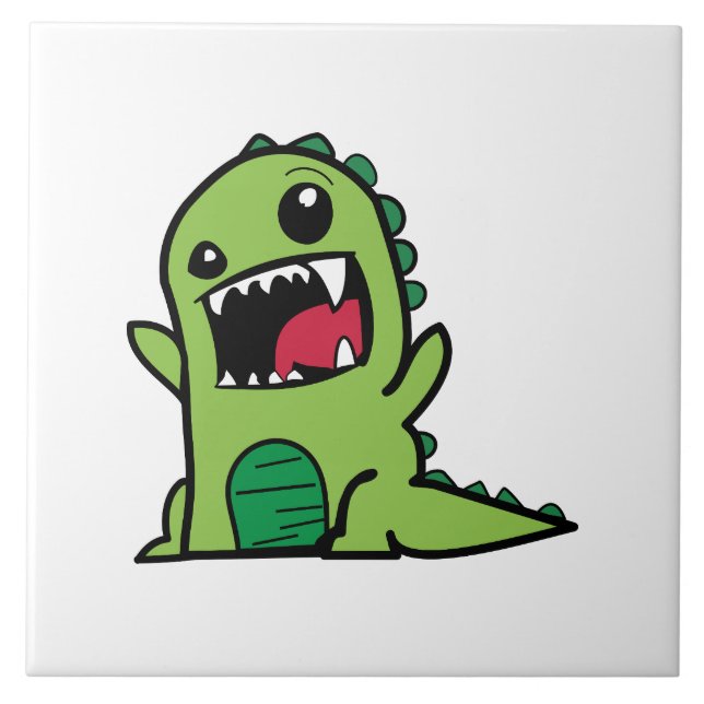 Baby dinosaur cartoon ceramic tile (Front)