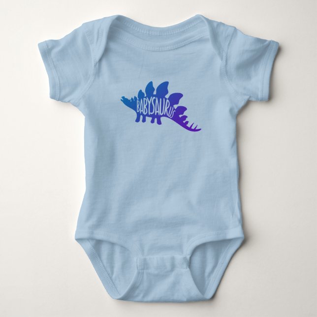 Baby Dinosaur Cute Design In Blue Bodysuit (Front)