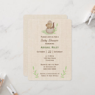 Baby Dinosaur Egg On Burlap Invitation