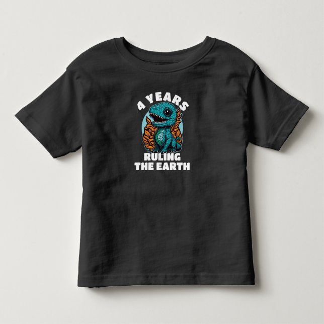 Baby Dinosaur Four Years Old Birthday Toddler T-shirt (Front)