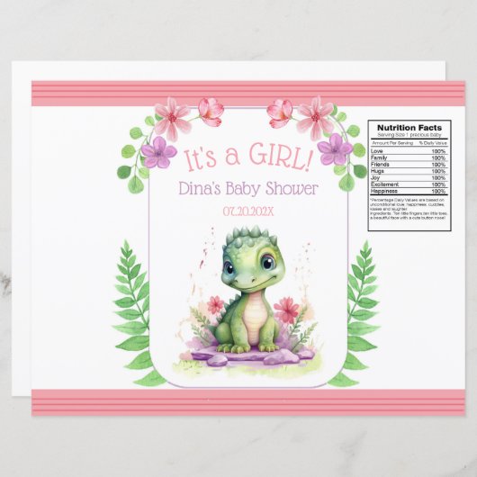 Baby Dinosaur Girl Pink and Purple Chip Bag (Front/Back)