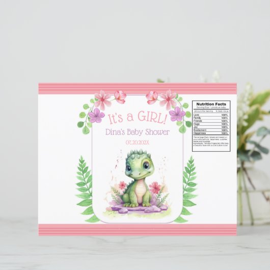 Baby Dinosaur Girl Pink and Purple Chip Bag (Standing Front)