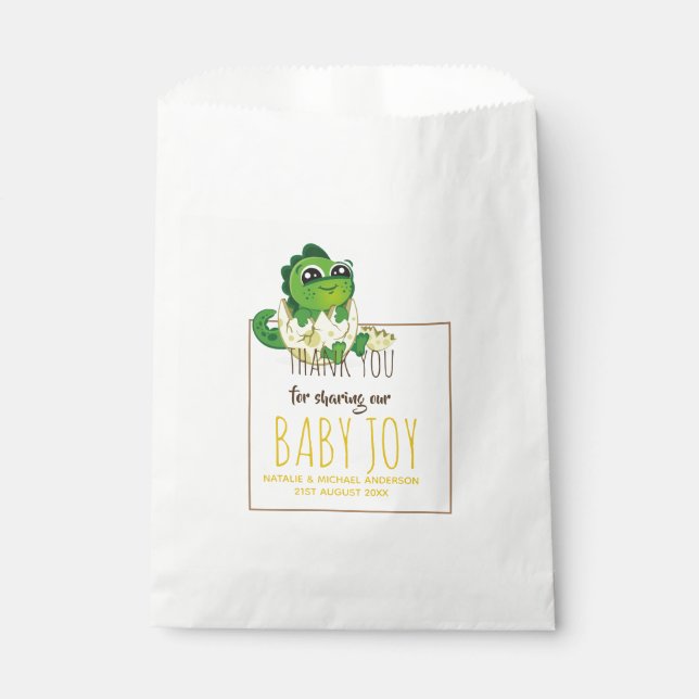 Baby Dinosaur Hatching Egg Boy Girls Shower Favor Bag (Front)