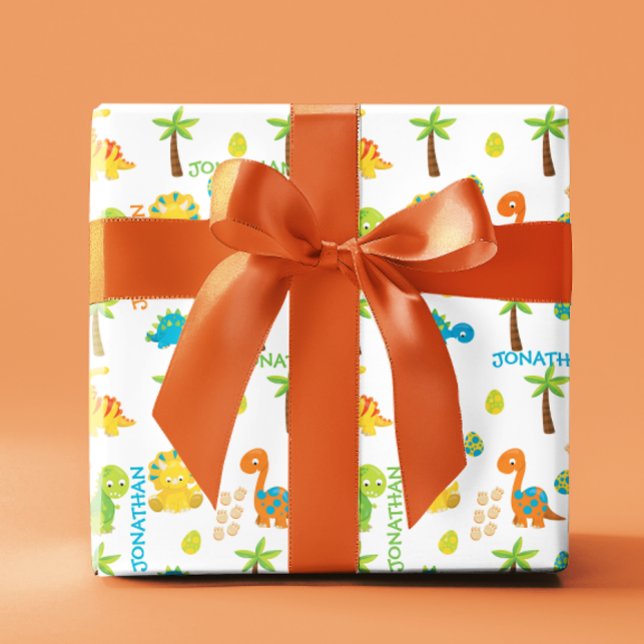 Baby Dinosaur Jurassic Personalized Wrapping Paper (Creator Uploaded)