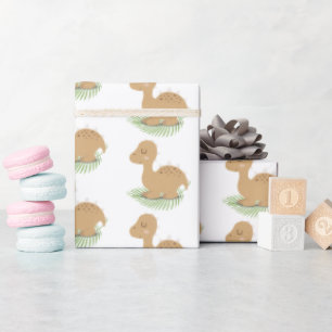 Baby Dinosaur On Leaf Wrapping Paper