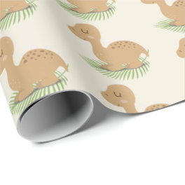Baby Dinosaur On Leaf Wrapping Paper