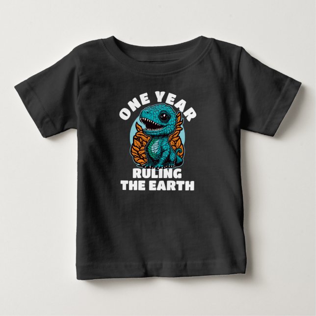 Baby Dinosaur One Year Old Birthday Baby T-Shirt (Front)