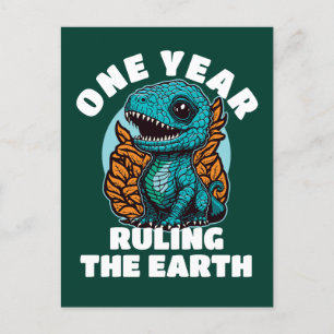 Baby Dinosaur One Year Old Birthday Postcard