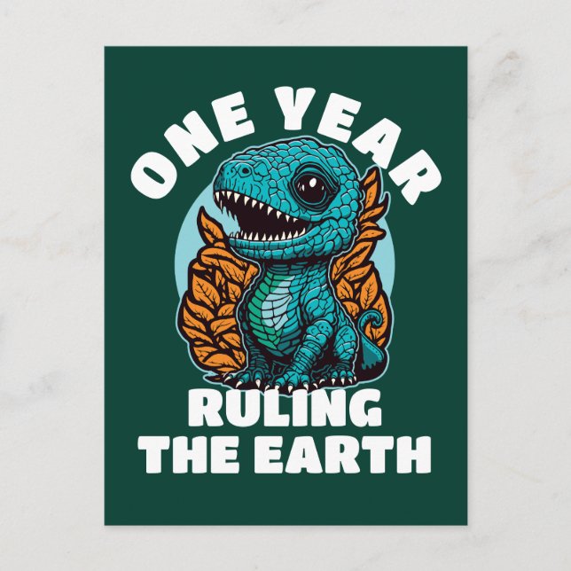 Baby Dinosaur One Year Old Birthday Postcard (Front)