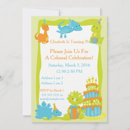 Baby Dinosaur Party Invitation