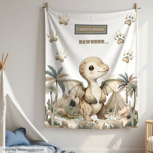 Baby Dinosaur Personalized Boy Baby Shower Gift Blanket