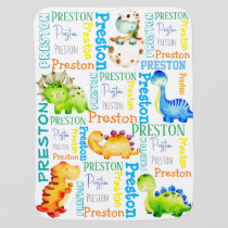 Baby dinosaur personalized boys name  blanket
