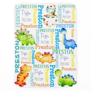 Baby dinosaur personalized boys name  blanket