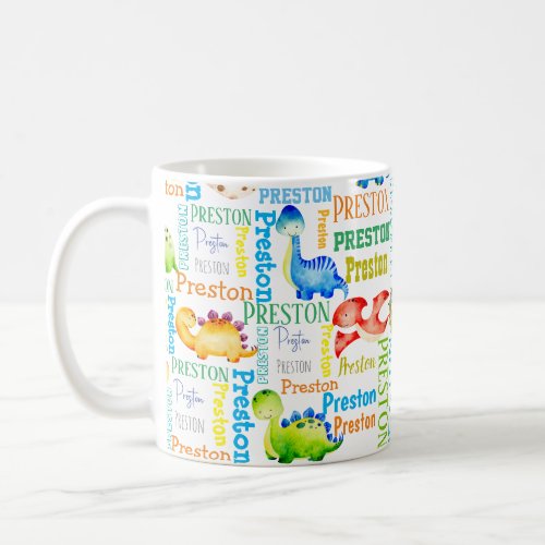Baby dinosaur personalized boys name   coffee mug
