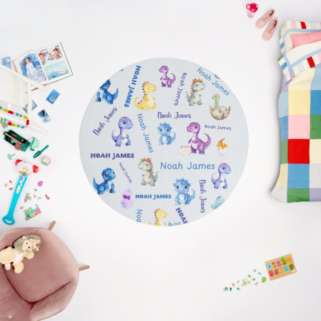 Baby Dinosaur Personalized Custom Area Rug (Insitu (Babyroom))