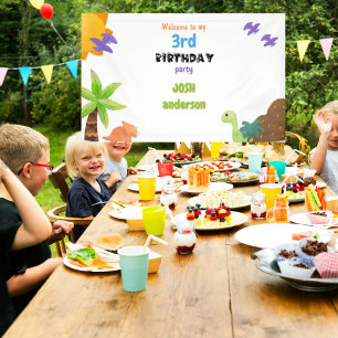 Baby Dinosaur Stomp on Over Birthday Party Welcome Banner