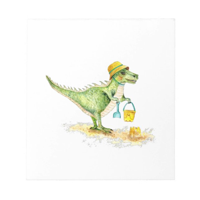 Baby Dinosaur T-Rex on the Beach Notepad (Front)