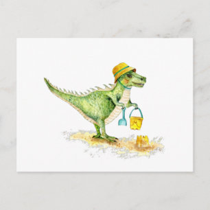 Baby Dinosaur T-Rex on the Beach Postcard
