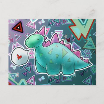Baby Dinosaur Triangle Background Postcard by saradaboru at Zazzle