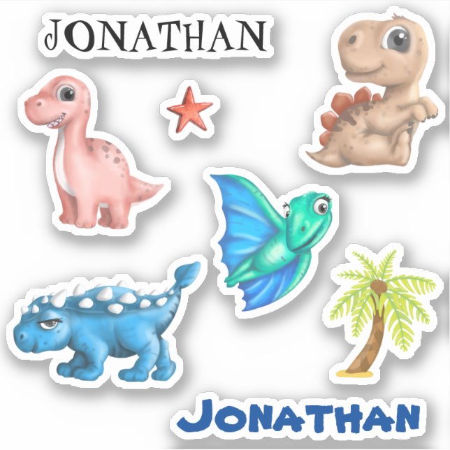 Baby Dinosaur Tyrannosaurs T-rex name Sticker (Front)