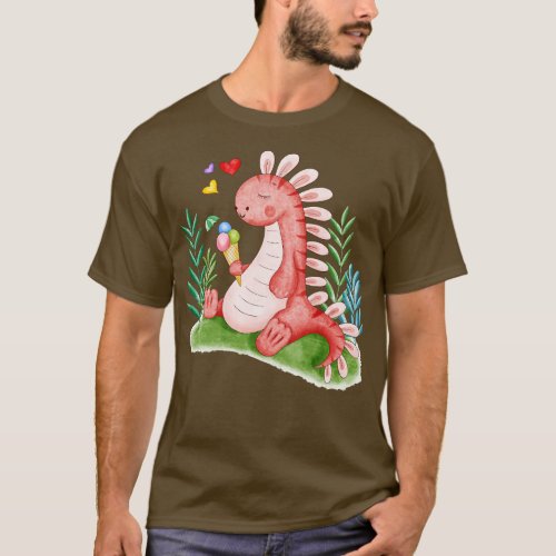 Baby Dinosaur Watercolor T_Shirt