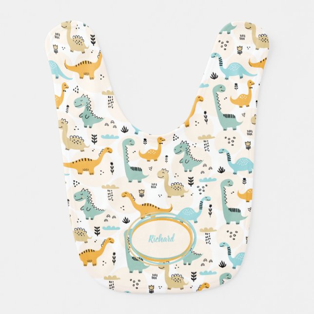 Baby Dinosaurs Boy Baby Bib (Front)