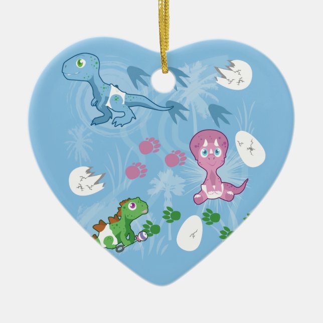 Baby Dinosaurs Ceramic Ornament (Front)
