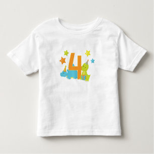 Baby Dinosaurs Four Year Old Birthday Shirt