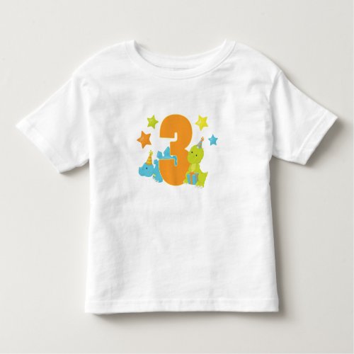 Baby Dinosaurs Three Year Old Birthday Shirt
