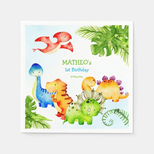 Baby dinosaurs toddler birthday party   napkins (Front)