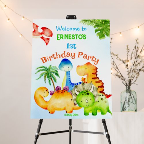 Baby dinosaurs toddler birthday party welcome  foam board