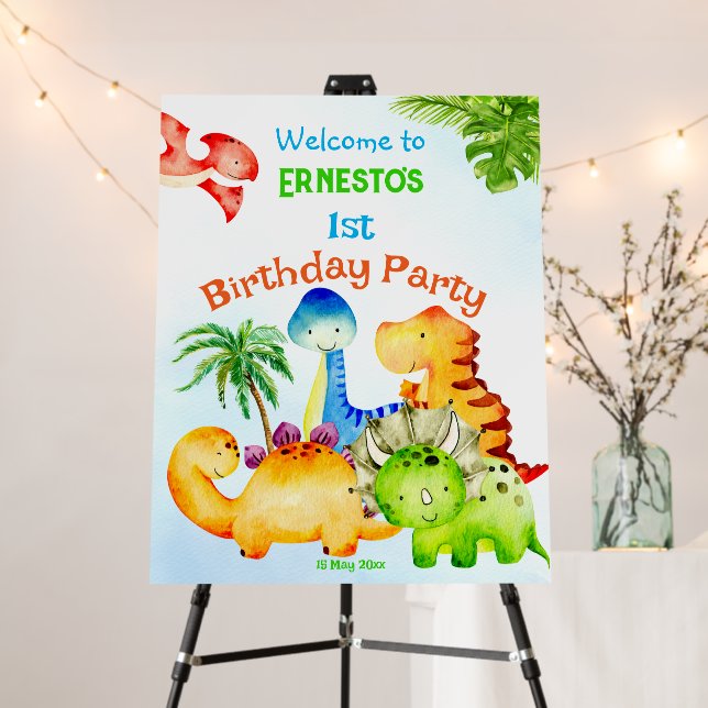 Baby dinosaurs toddler birthday party welcome  foam board (In Situ (Stand))