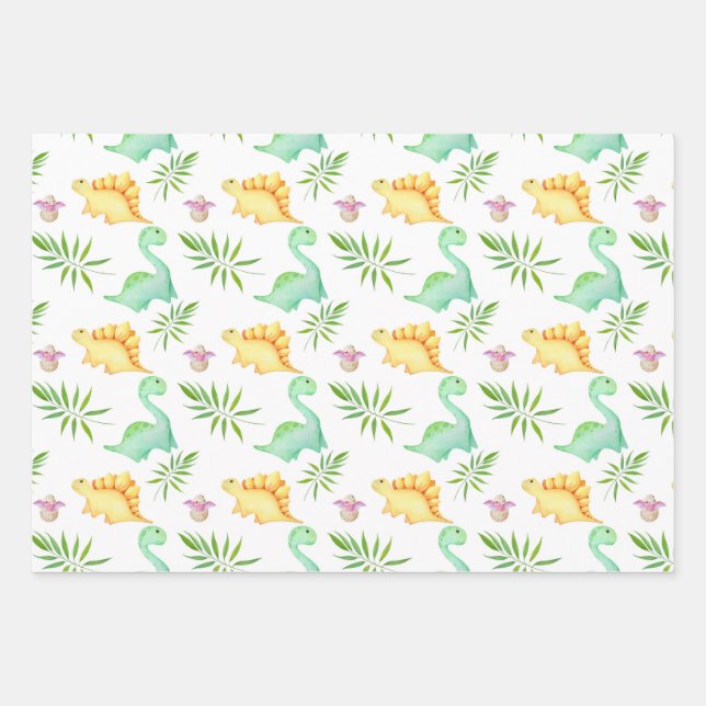Baby Dinosaurs Wrapping Paper Sheets (Front)