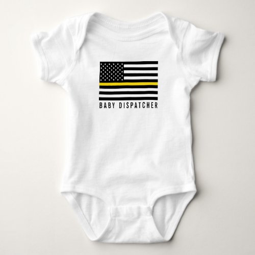 Baby Dispatcher Thin Yellow Line American Flag Baby Bodysuit