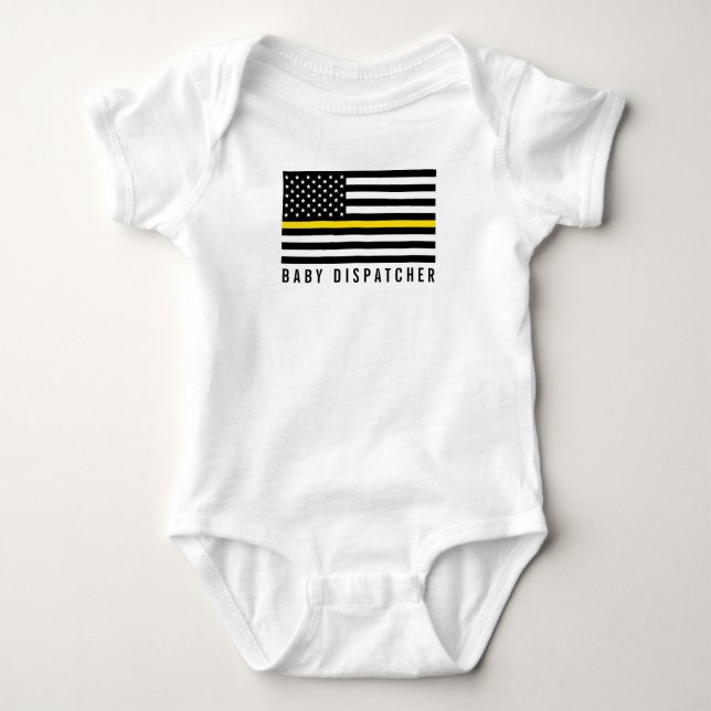 Baby Dispatcher Thin Yellow Line American Flag Baby Bodysuit (Front)
