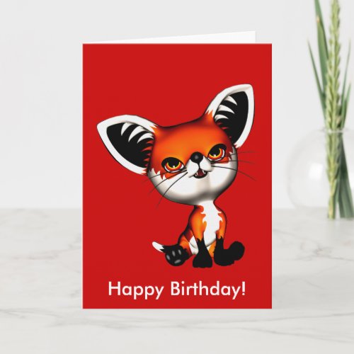 Baby Dog Fox Happy Birthday Card