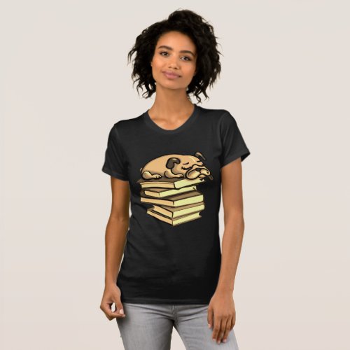 baby dog on books T_Shirt