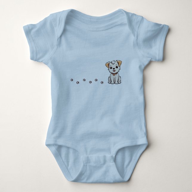 Baby dog with footprints T-Shirt Baby Bodysuit (Front)